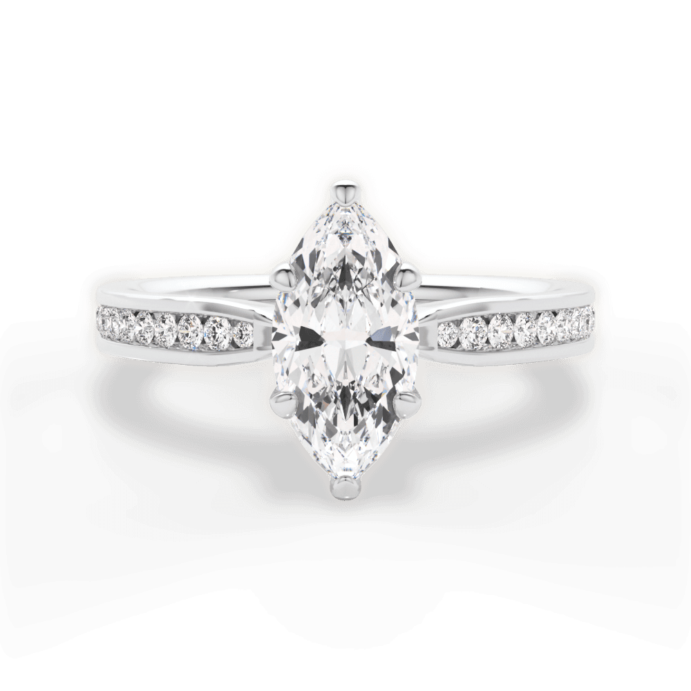 Katelyn Marquise Cut Lab Grown Diamond 14Kt White Gold Engagement Ring