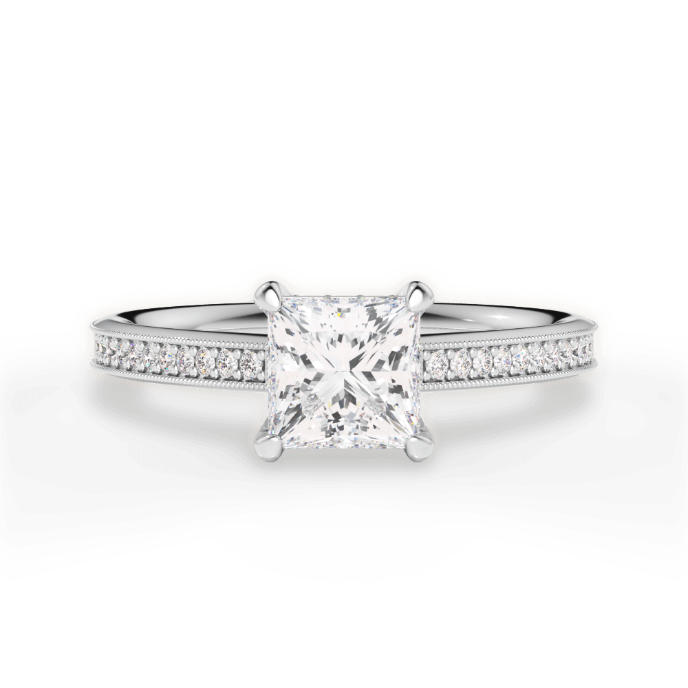 Janet Princess Cut Lab Grown Diamond 14Kt White Gold Engagement Ring