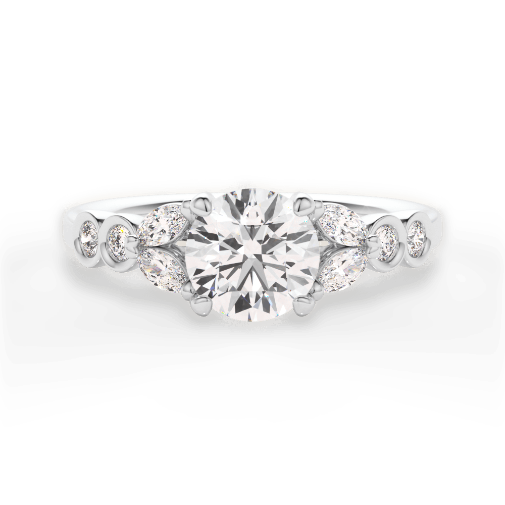 Evelyn Round Cut Lab Grown Diamond 18Kt White Gold Engagement Ring