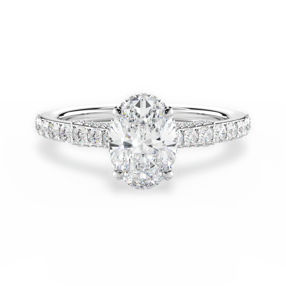 Laura Oval Cut Lab Grown Diamond 14Kt White Gold Engagement Ring