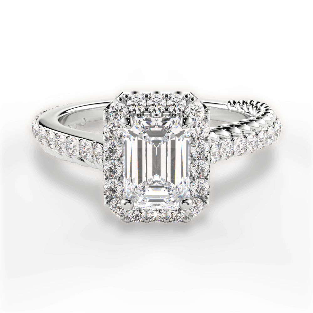 Kim Emerald Cut Lab Grown Diamond 18Kt White Gold Engagement Ring