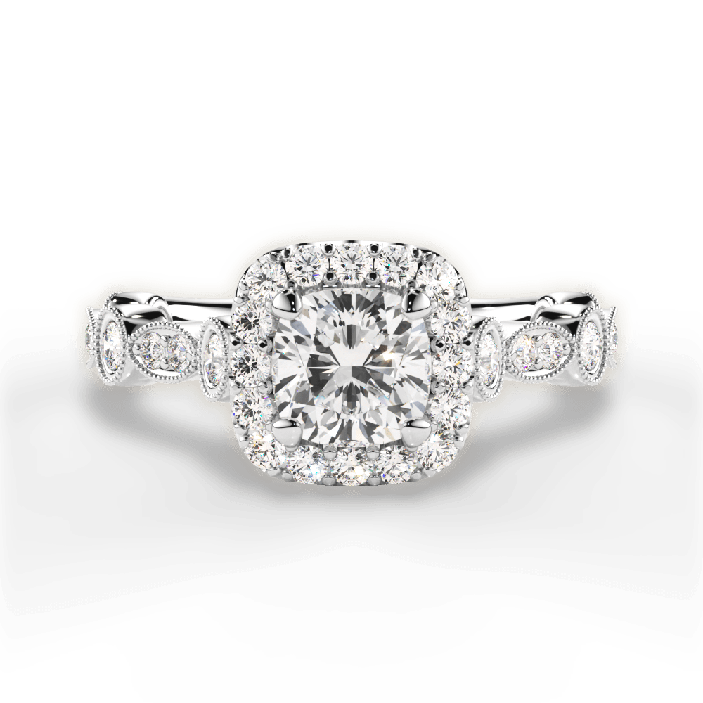 Irene Cushion Cut Lab Grown Diamond 18Kt White Gold Engagement Ring