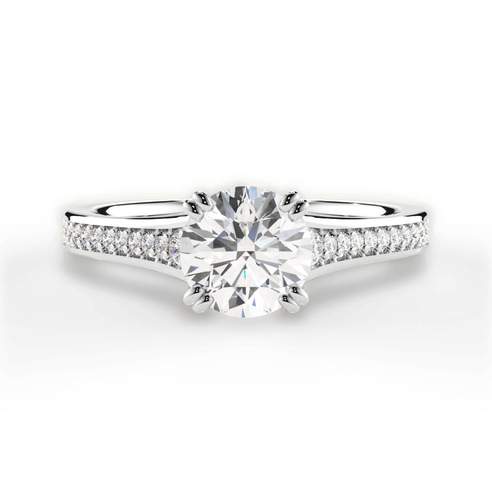 Delia Round Cut Lab Grown Diamond 14Kt White Gold Engagement Ring