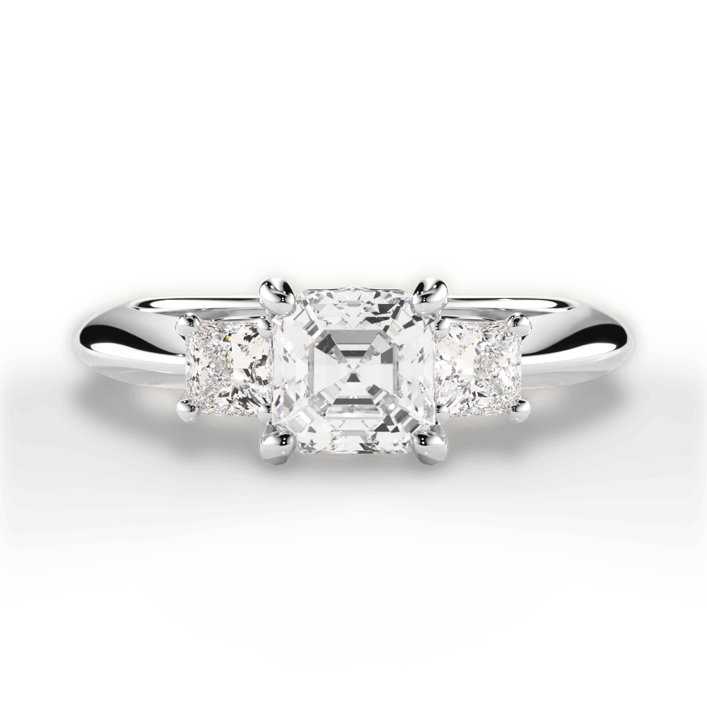 Dorothy Asscher Cut Lab Grown Diamond 14Kt White Gold Engagement Ring