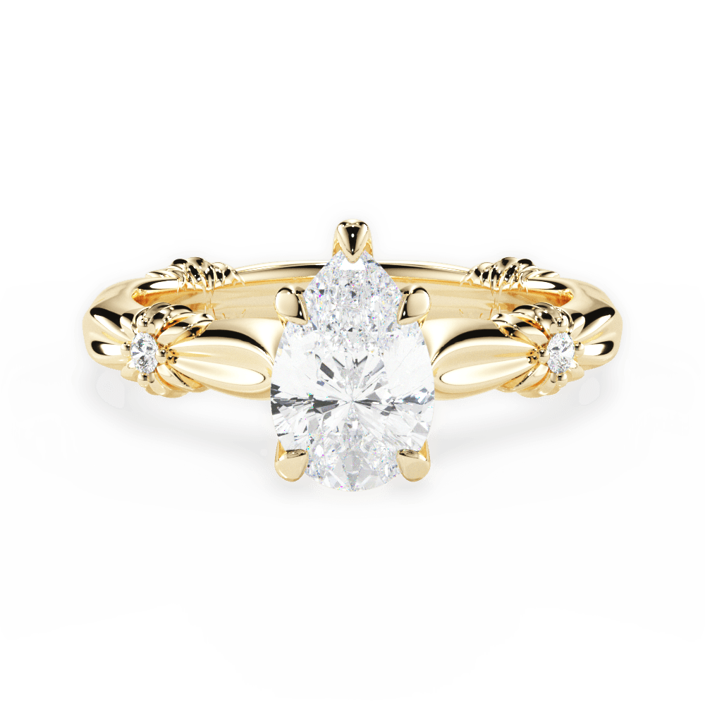 Claire Pear Cut Lab Grown Diamond 18Kt Yellow Gold Engagement Ring