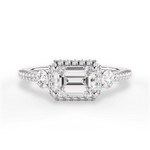 Kara Emerald Cut Lab Grown Diamond 14Kt White Gold Engagement Ring