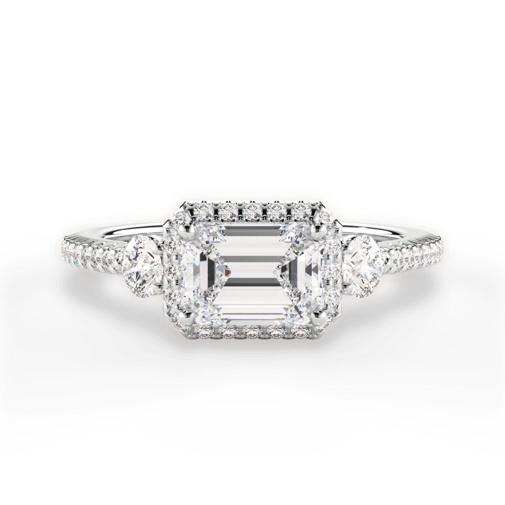 Kara Emerald Cut Lab Grown Diamond 14Kt White Gold Engagement Ring