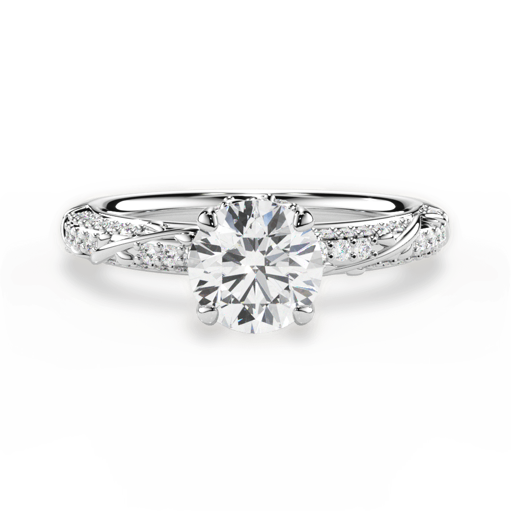 Josephine Round Cut Lab Grown Diamond 18Kt White Gold Engagement Ring