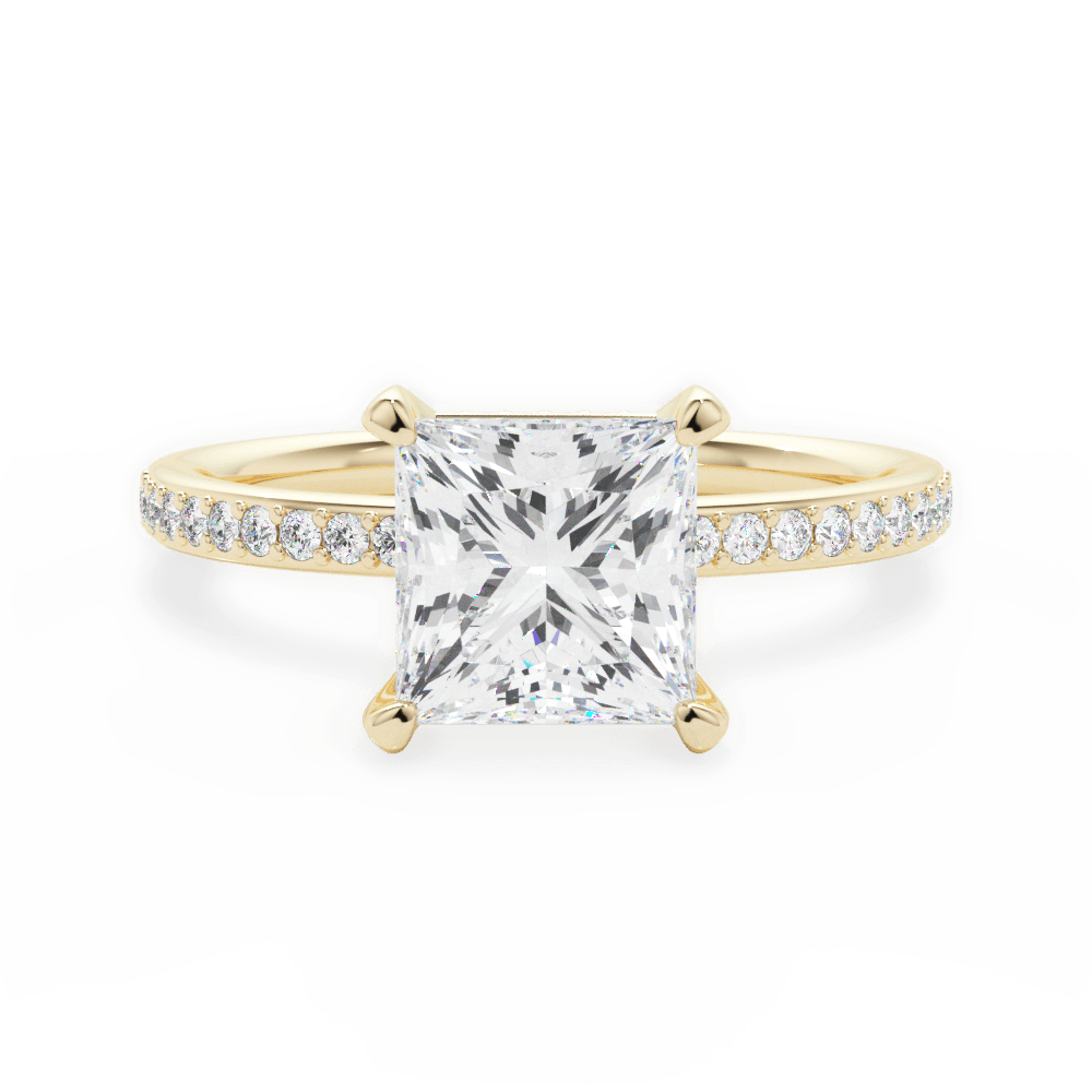 Janice Princess Cut Lab Grown Diamond 18Kt Yellow Gold Engagement Ring