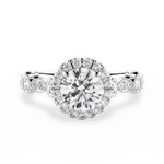 Irene Round Cut Lab Grown Diamond 14Kt White Gold Engagement Ring