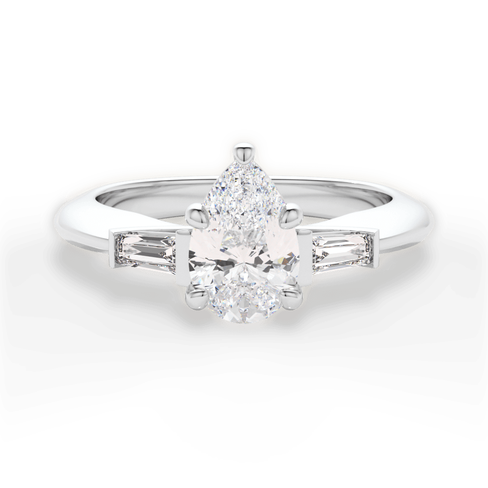Emily Pear Cut Lab Grown Diamond 14Kt White Gold Engagement Ring