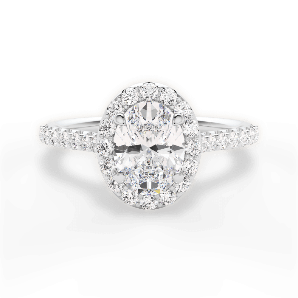 Leah Oval Cut Lab Grown Diamond 14Kt White Gold Engagement Ring
