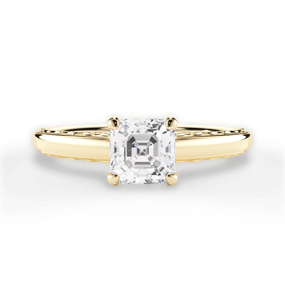 Annette Asscher Cut Lab Grown Diamond 18Kt Yellow Gold Engagement Ring
