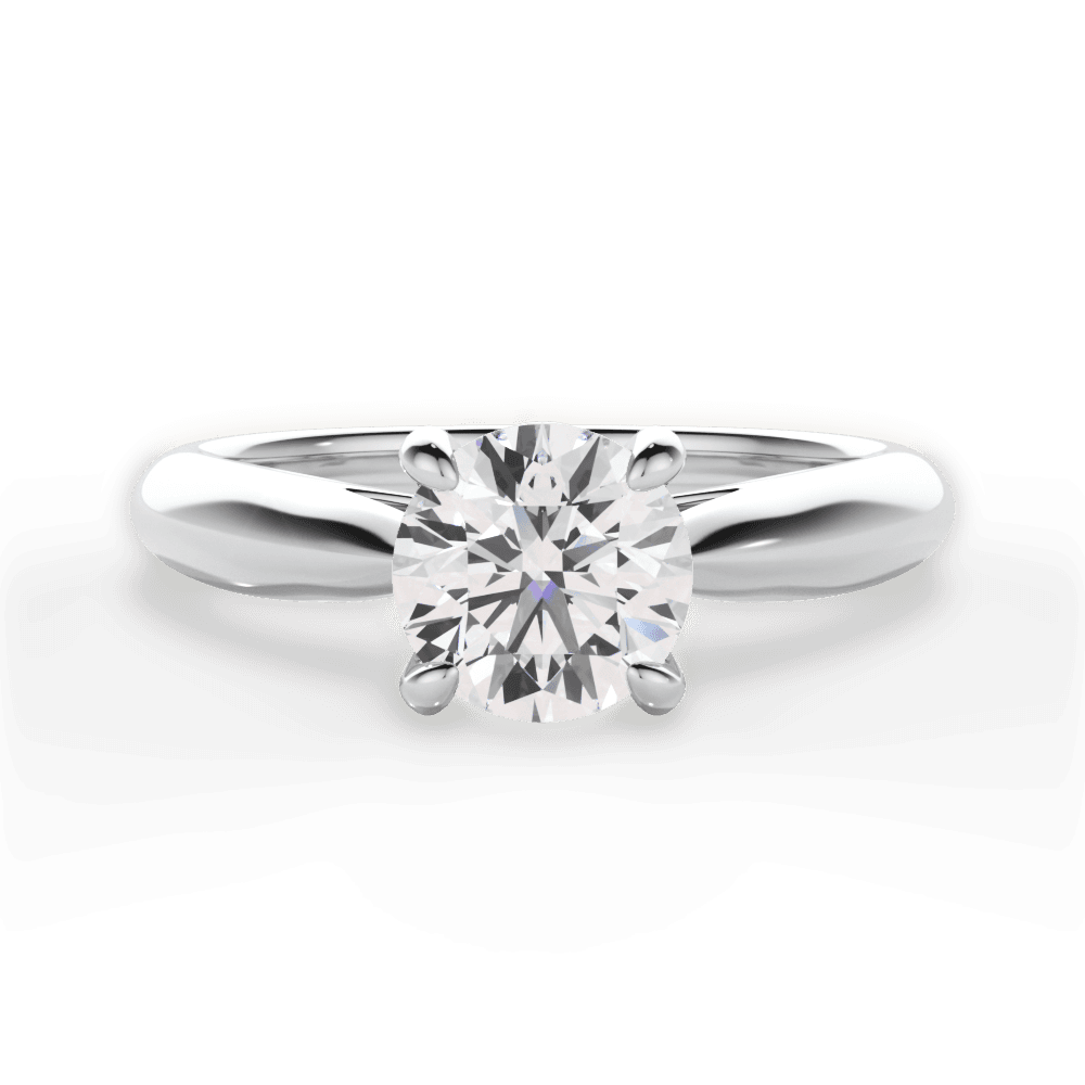 Beverly Round Cut Lab Grown Diamond 14Kt White Gold Engagement Ring
