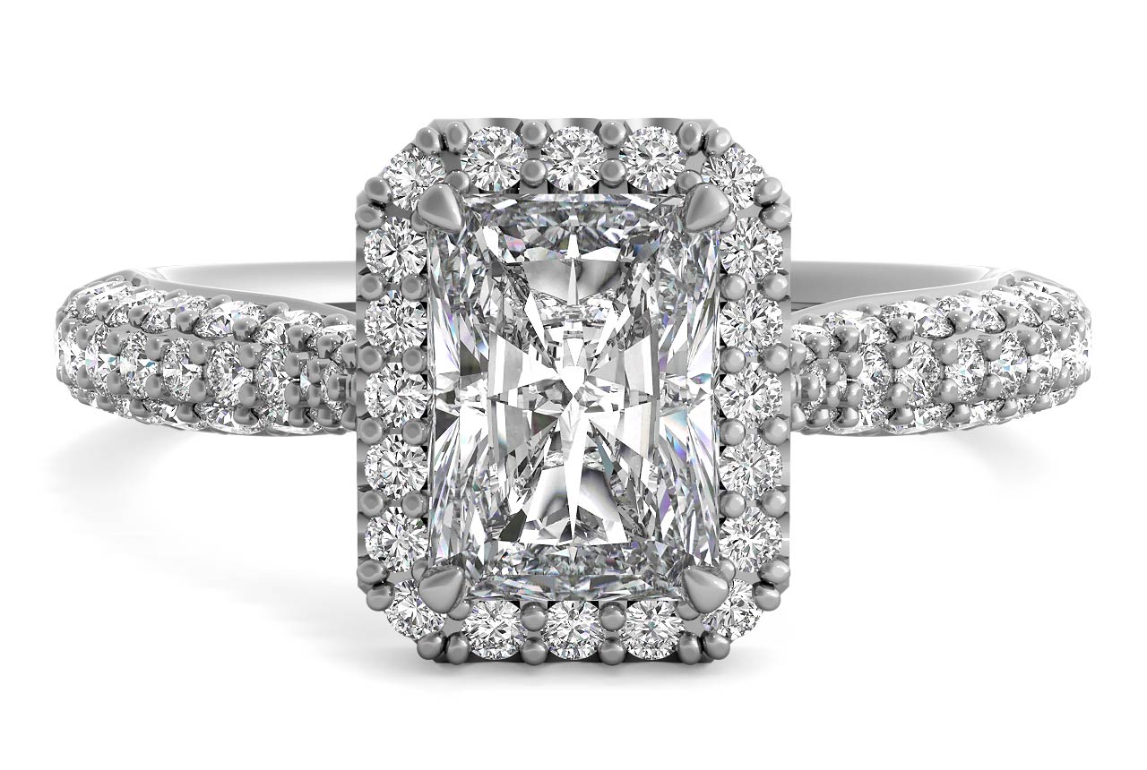 Lucy Radiant Cut Lab Grown Diamond 14Kt White Gold Engagement Ring