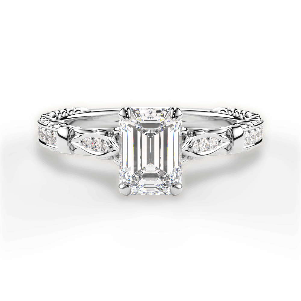 Gabriela Emerald Cut Lab Grown Diamond 14Kt White Gold Engagement Ring