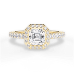 Kathleen Asscher Cut Lab Grown Diamond 18Kt Yellow Gold Engagement Ring