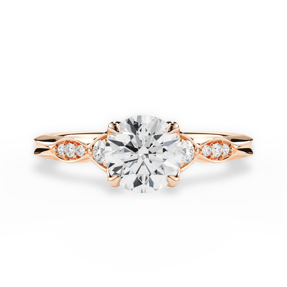 Cassie Round Cut Lab Grown Diamond 18Kt Rose Gold Engagement Ring