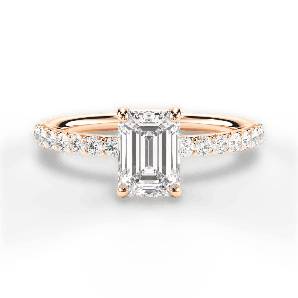 Elsie Emerald Cut Lab Grown Diamond 18Kt Rose Gold Engagement Ring