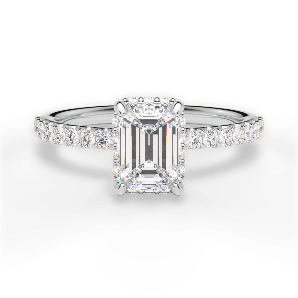 Isabella Emerald Cut Lab Grown Diamond Platinum Engagement Ring