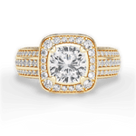 Madison Cushion Cut Lab Grown Diamond 18Kt Yellow Gold Engagement Ring