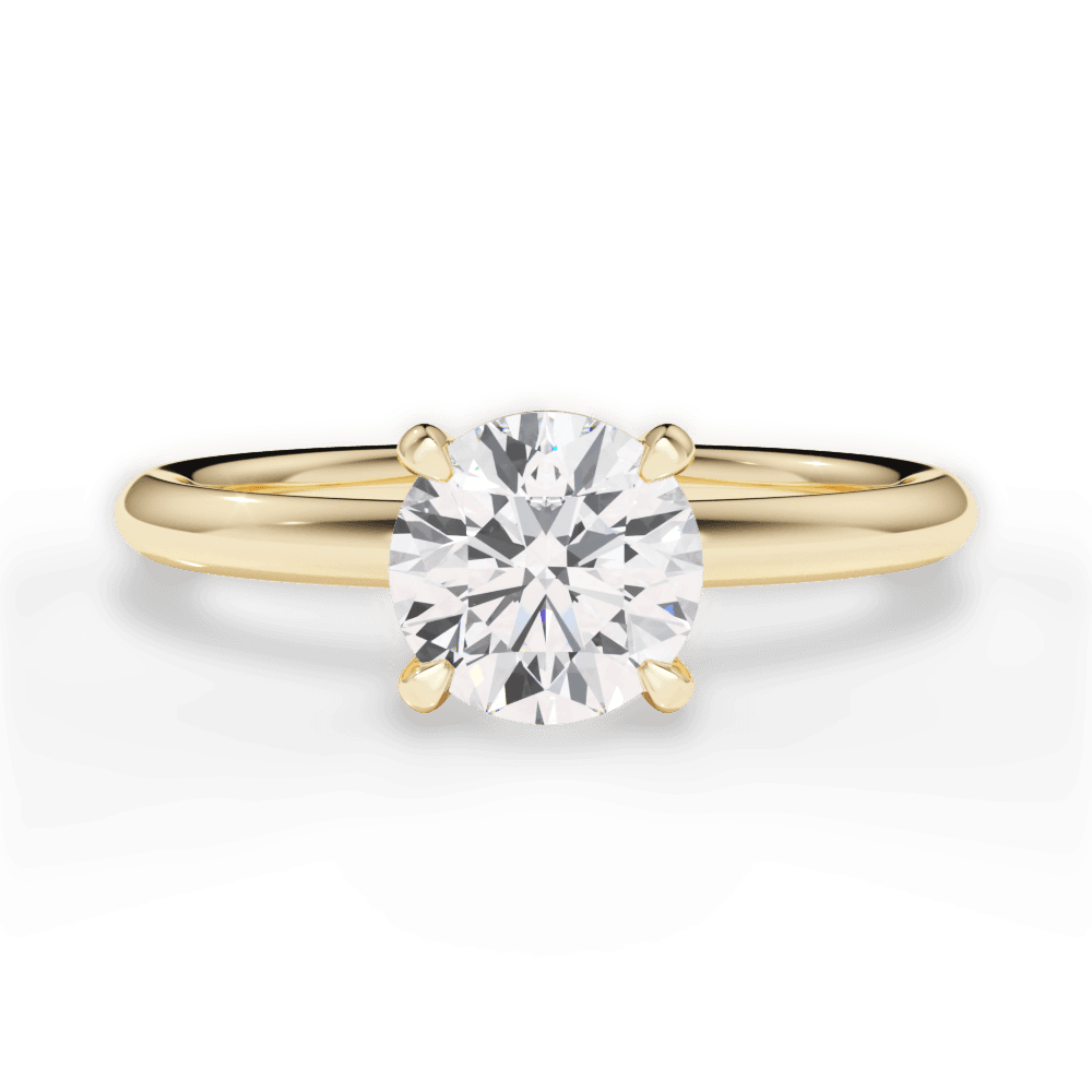 Brenda Round Cut Lab Grown Diamond 18Kt Yellow Gold Engagement Ring
