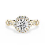 Irene Round Cut Lab Grown Diamond 18Kt Yellow Gold Engagement Ring