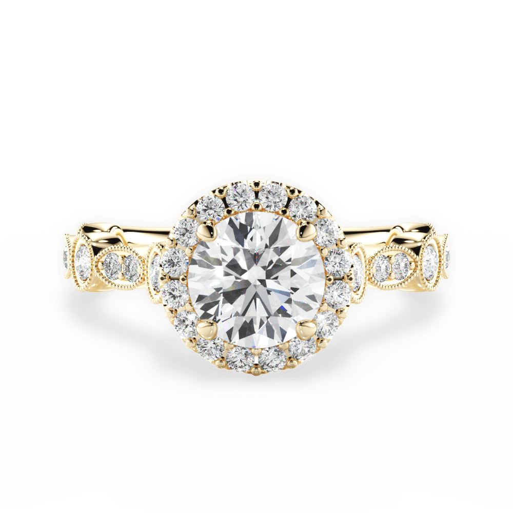 Irene Round Cut Lab Grown Diamond 18Kt Yellow Gold Engagement Ring