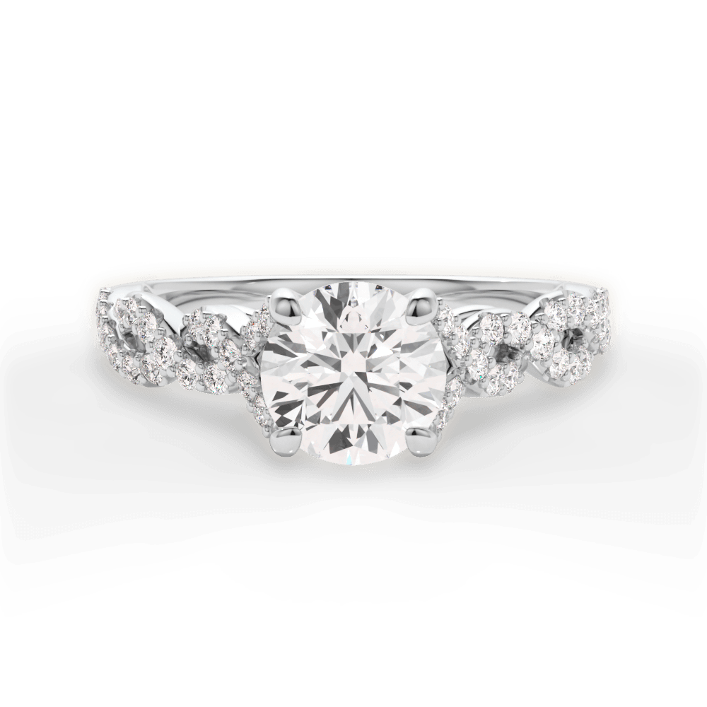 Justine Round Cut Lab Grown Diamond 14Kt White Gold Engagement Ring