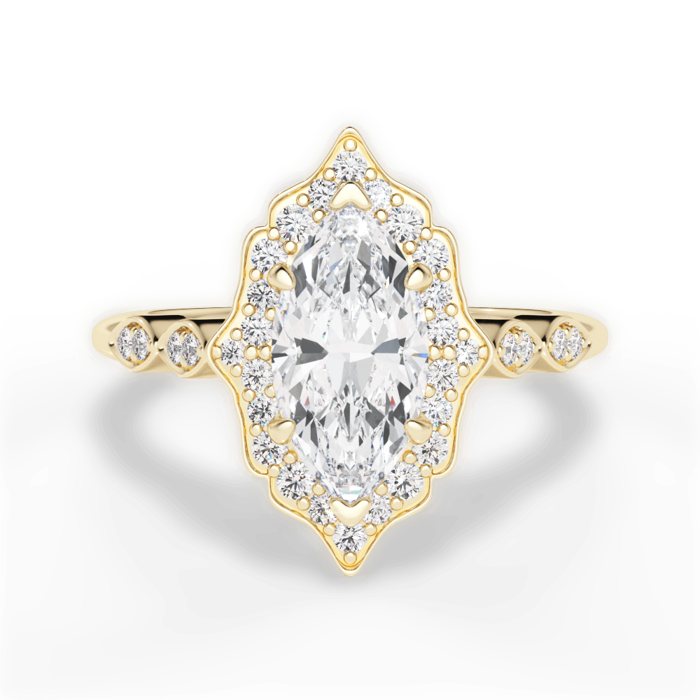 Julie Marquise Cut Lab Grown Diamond 18Kt Yellow Gold Engagement Ring