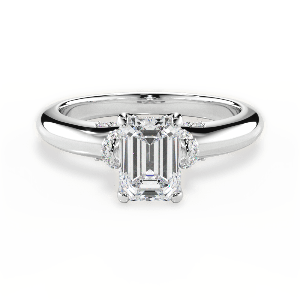 Florence Emerald Cut Lab Grown Diamond 18Kt White Gold Engagement Ring