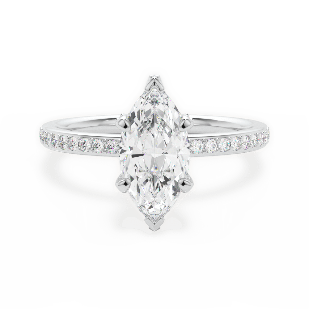 Janice Marquise Cut Lab Grown Diamond 14Kt White Gold Engagement Ring