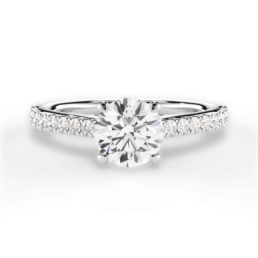 Frances Round Cut Lab Grown Diamond 18Kt White Gold Engagement Ring