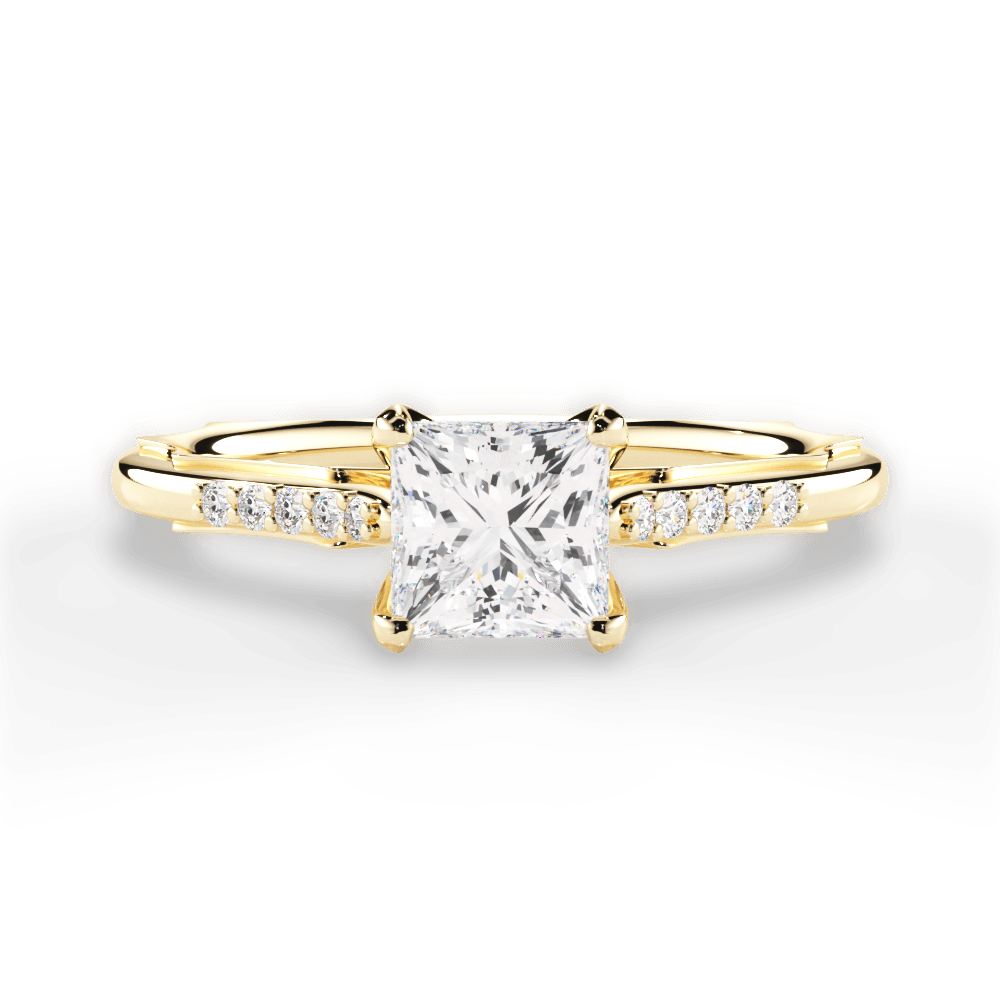 Christina Princess Cut Lab Grown Diamond 18Kt Yellow Gold Engagement Ring