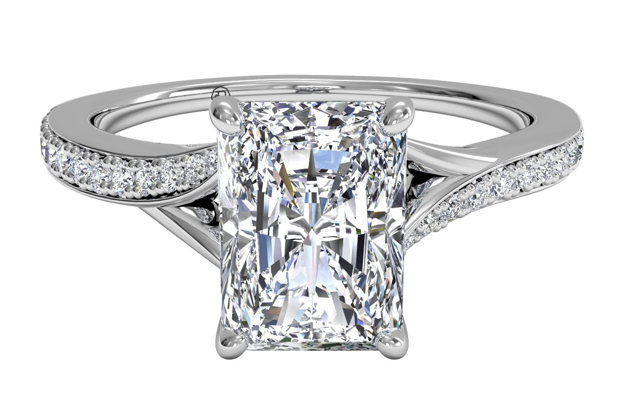 Elise Radiant Cut Lab Grown Diamond 18Kt White Gold Engagement Ring