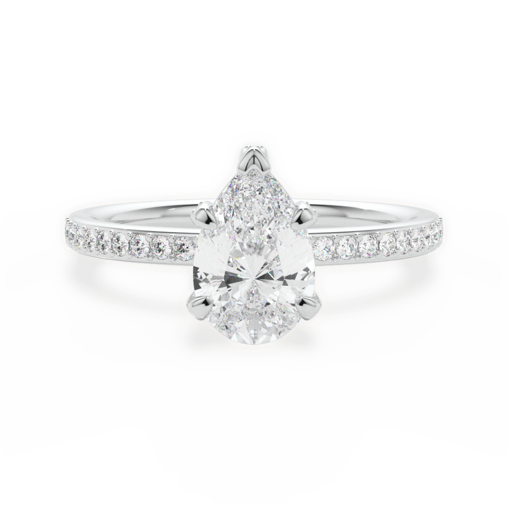 Janice Pear Cut Lab Grown Diamond 14Kt White Gold Engagement Ring