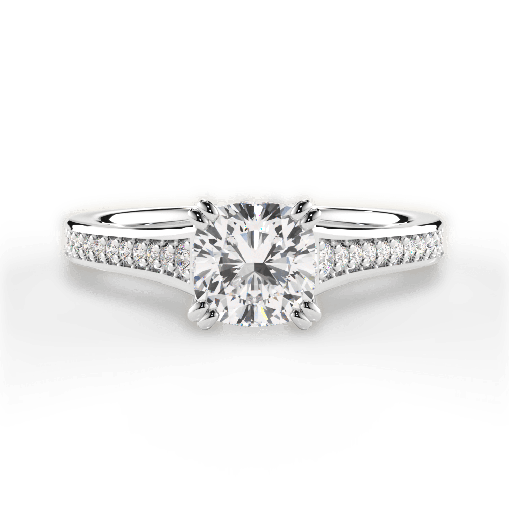 Delia Cushion Cut Lab Grown Diamond 18Kt White Gold Engagement Ring