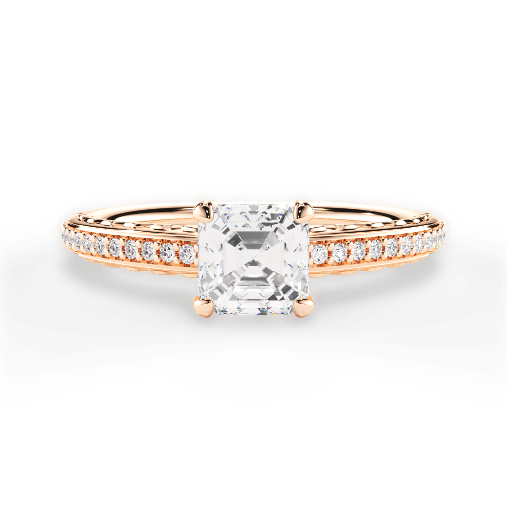 Caroline Asscher Cut Lab Grown Diamond 18Kt Rose Gold Engagement Ring