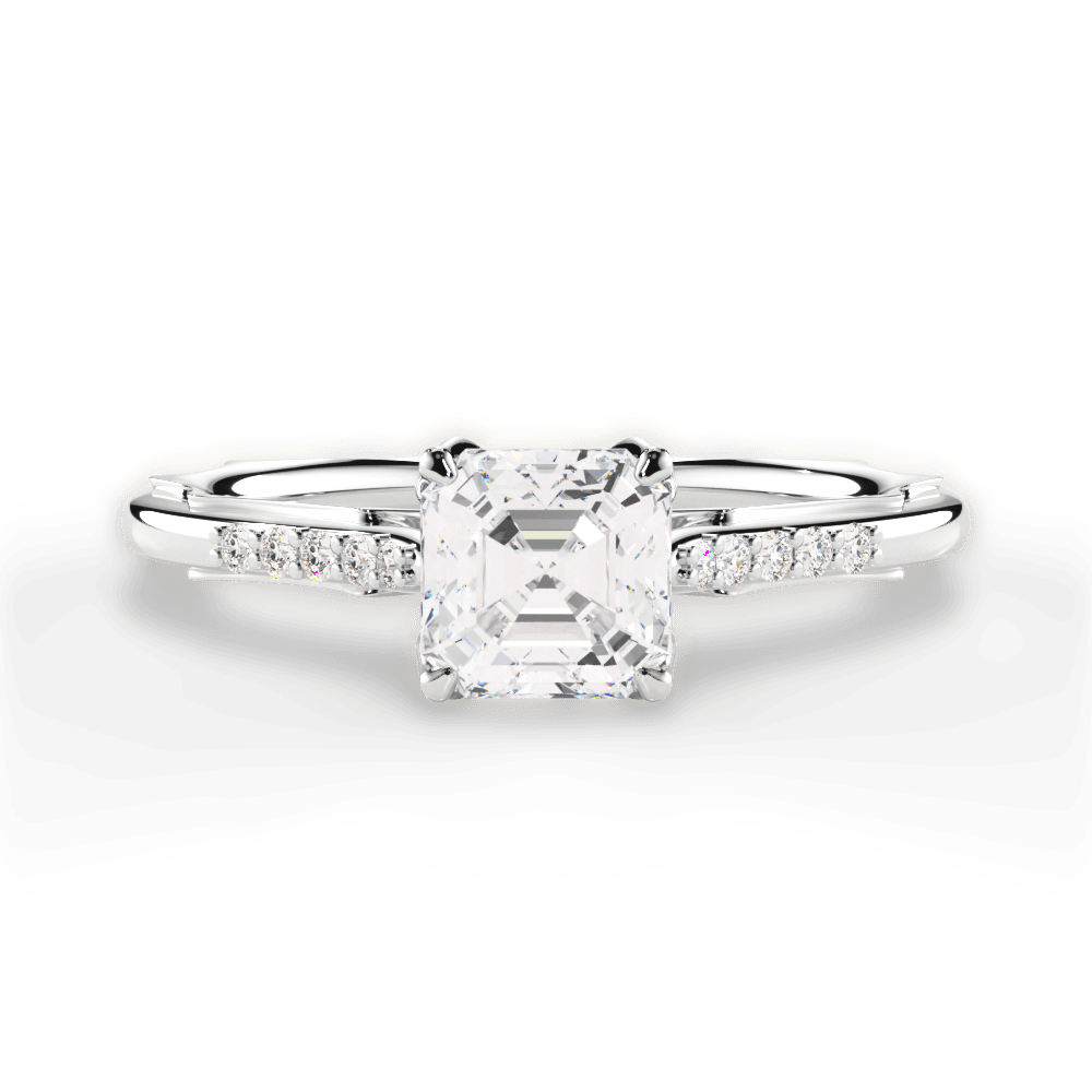 Christina Asscher Cut Lab Grown Diamond 14Kt White Gold Engagement Ring