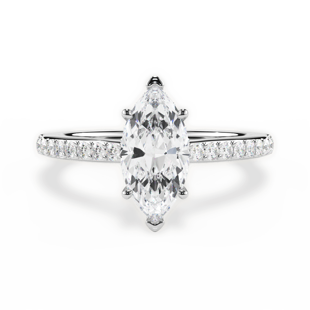 Joan Marquise Cut Lab Grown Diamond 14Kt White Gold Engagement Ring