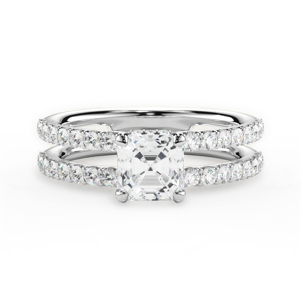 Christie Asscher Cut Lab Grown Diamond 18Kt White Gold Engagement Ring