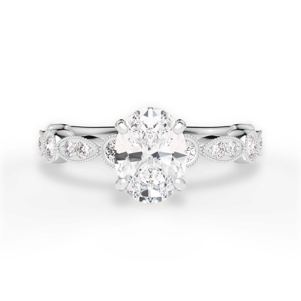 Edith Oval Cut Lab Grown Diamond Platinum Engagement Ring