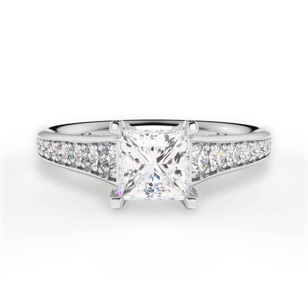 Leslie Princess Cut Lab Grown Diamond 18Kt White Gold Engagement Ring