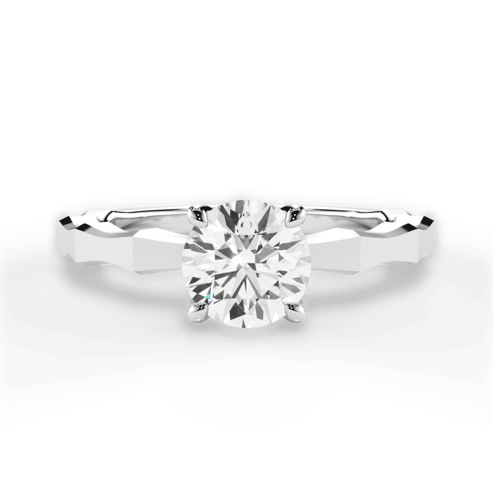 Aaliyah Round Cut Lab Grown Diamond 18Kt White Gold Engagement Ring