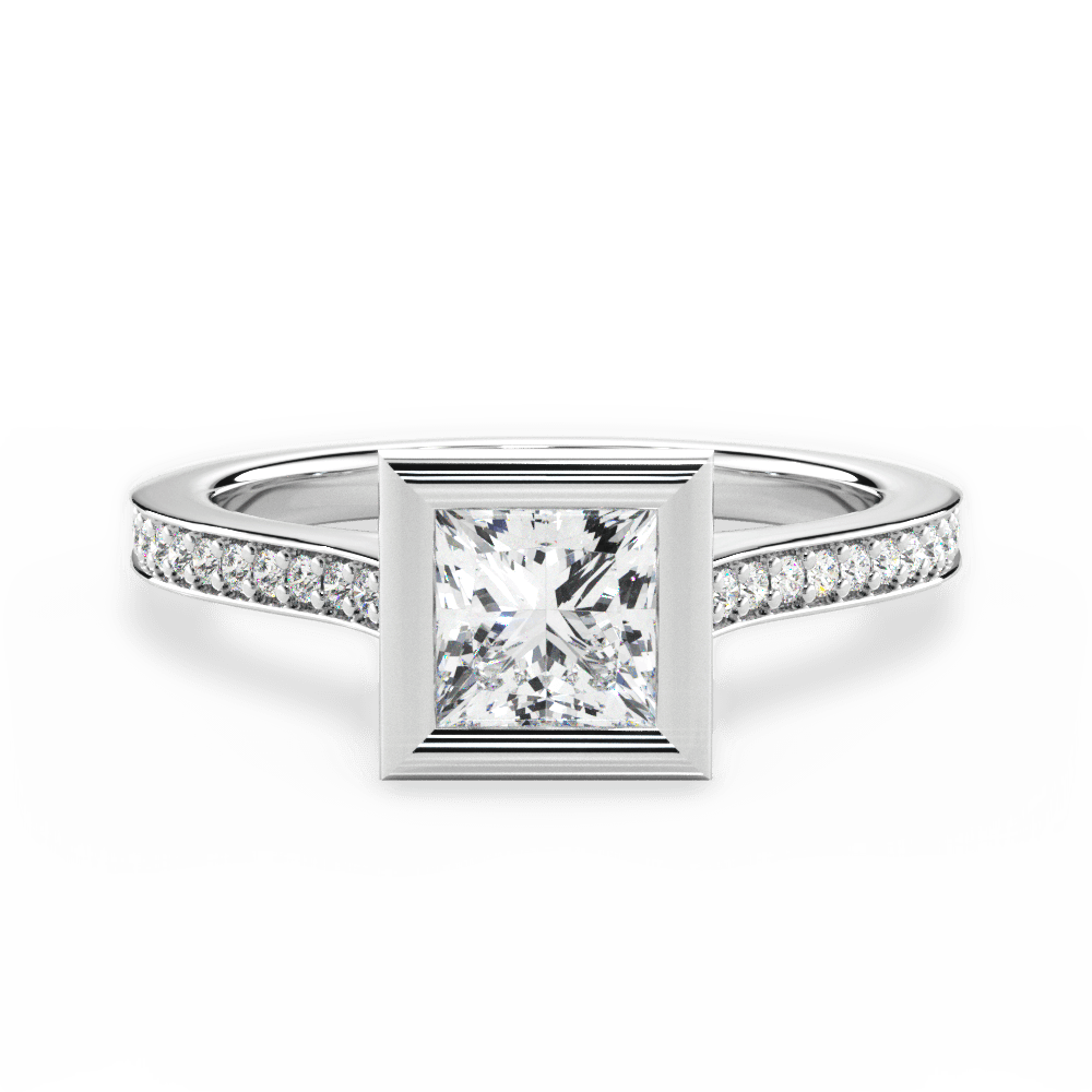Deanna Princess Cut Lab Grown Diamond 18Kt White Gold Engagement Ring
