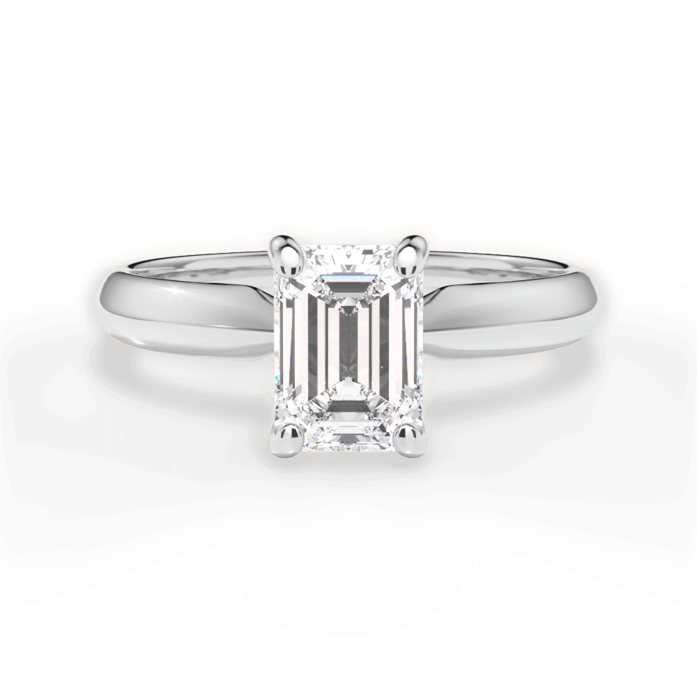 Aria Emerald Cut Lab Grown Diamond 18Kt White Gold Engagement Ring