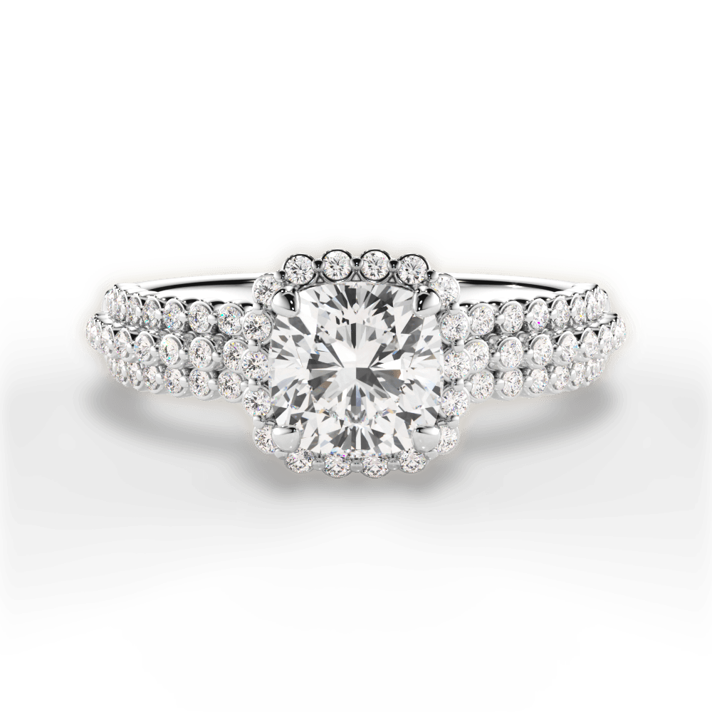 Jocelyn Cushion Cut Lab Grown Diamond 14Kt White Gold Engagement Ring