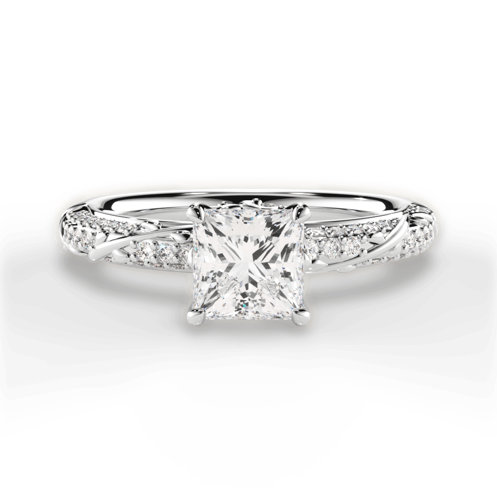 Josephine Princess Cut Lab Grown Diamond 14Kt White Gold Engagement Ring