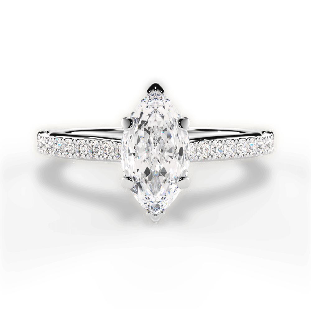 Frances Marquise Cut Lab Grown Diamond 14Kt White Gold Engagement Ring