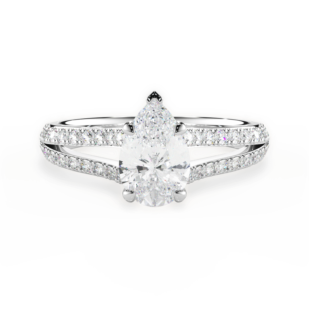 Kendra Pear Cut Lab Grown Diamond Platinum Engagement Ring